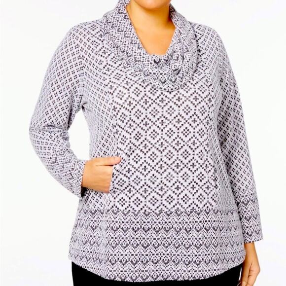 Style & Co. Tops - Style & Co Textured Cowl Neck Pullover 1X XL Womens Sweatshirt